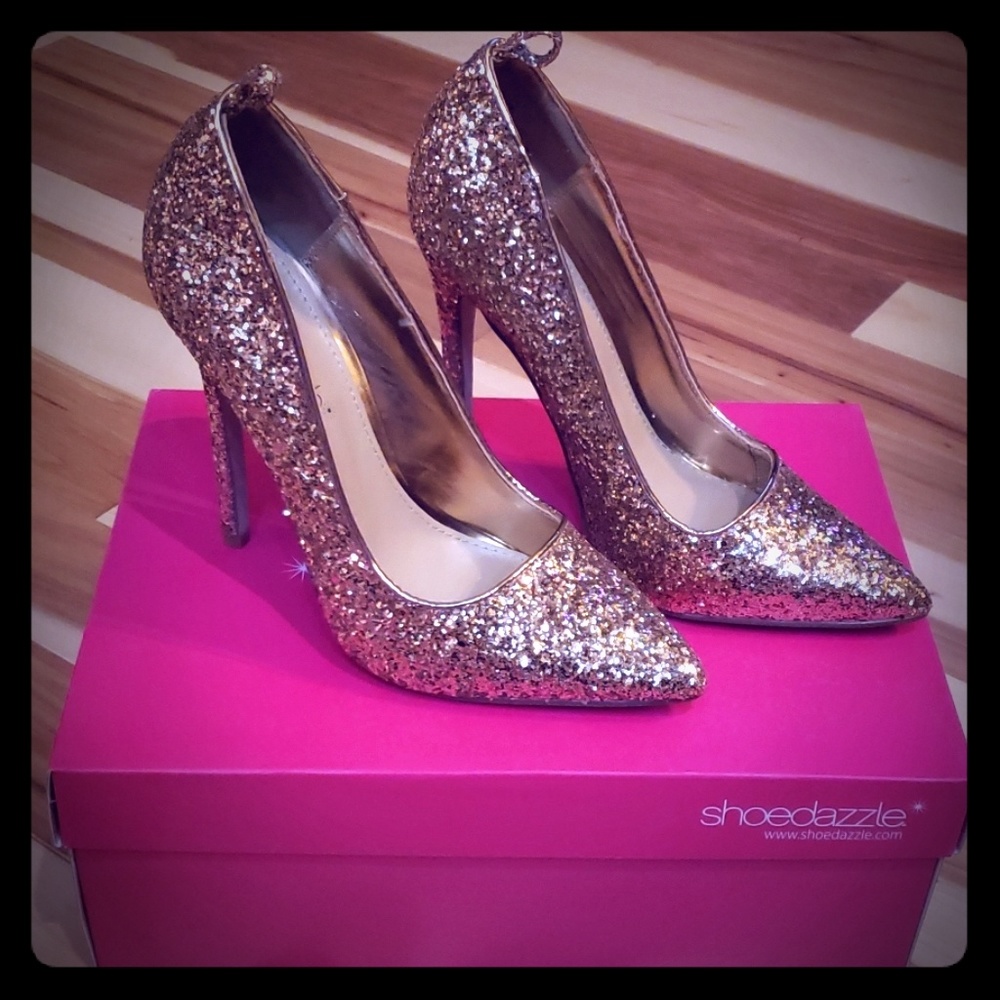 Shoedazzle rosegold glitter heal
